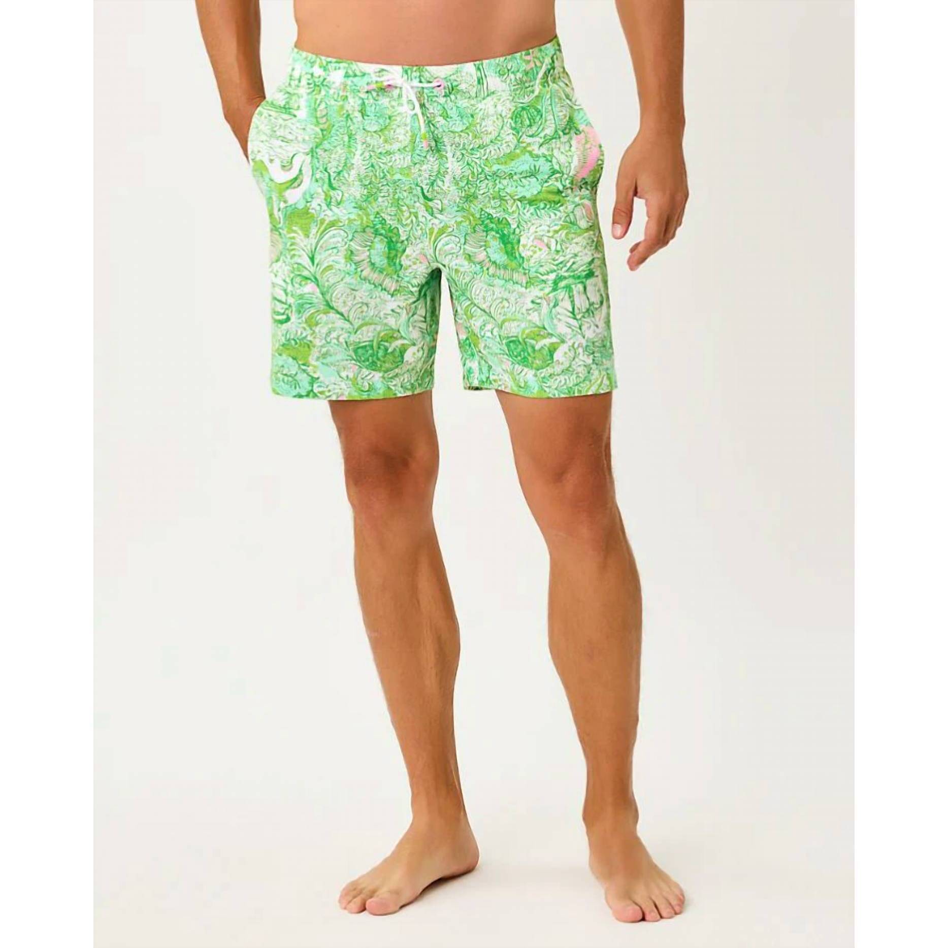 New Lilly Pulitzer Stuff Del Lago Swim Trunk In Resort White Ship To Shore